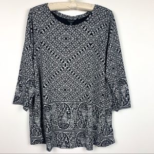 NWT Lucky Brand Paisley 3/4 Sleeve Boho Hippie Top